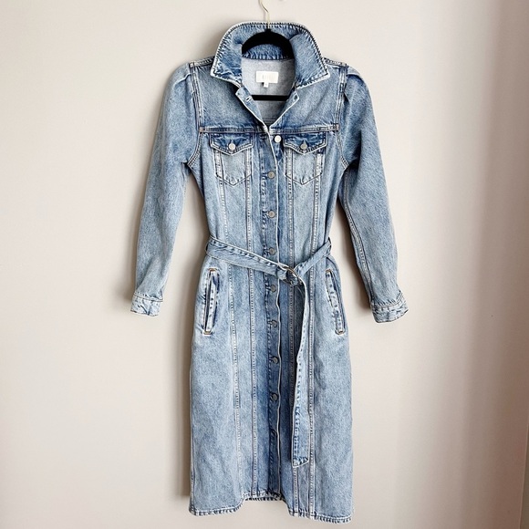 Rails Denim Blue Jean Dress Button Down Duster Long Trench New normcore - Picture 2 of 9